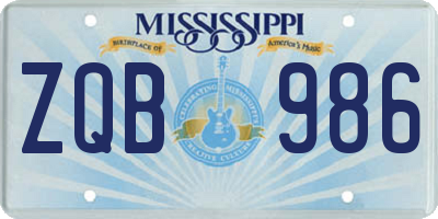 MS license plate ZQB986