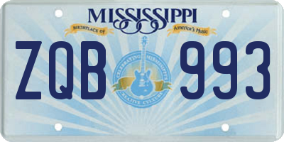 MS license plate ZQB993