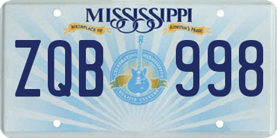 MS license plate ZQB998
