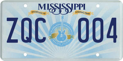 MS license plate ZQC004