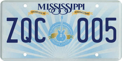 MS license plate ZQC005