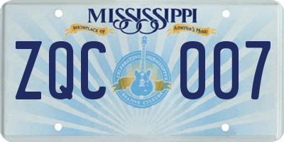 MS license plate ZQC007