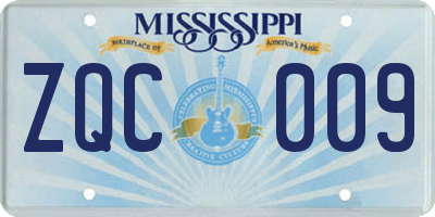 MS license plate ZQC009
