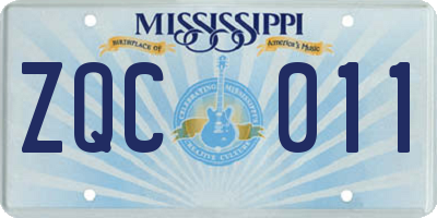MS license plate ZQC011