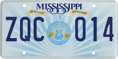 MS license plate ZQC014