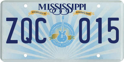 MS license plate ZQC015