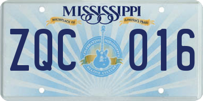 MS license plate ZQC016