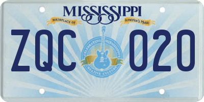 MS license plate ZQC020