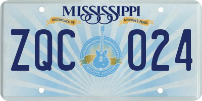 MS license plate ZQC024