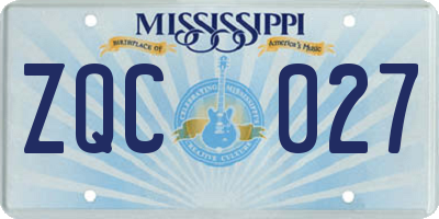 MS license plate ZQC027
