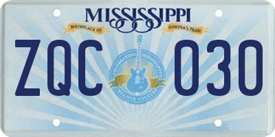 MS license plate ZQC030