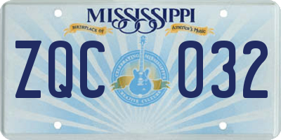MS license plate ZQC032