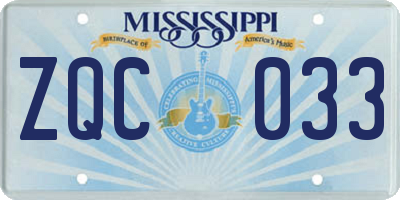 MS license plate ZQC033