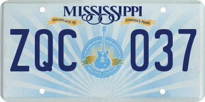 MS license plate ZQC037