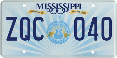 MS license plate ZQC040