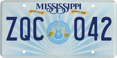 MS license plate ZQC042