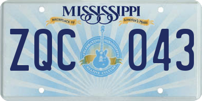 MS license plate ZQC043