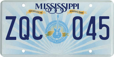 MS license plate ZQC045