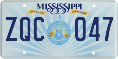 MS license plate ZQC047