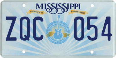 MS license plate ZQC054