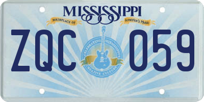 MS license plate ZQC059