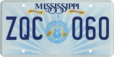 MS license plate ZQC060