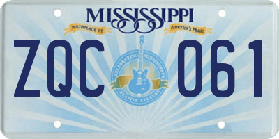 MS license plate ZQC061