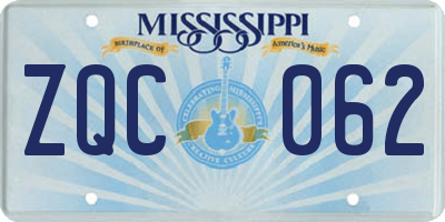 MS license plate ZQC062
