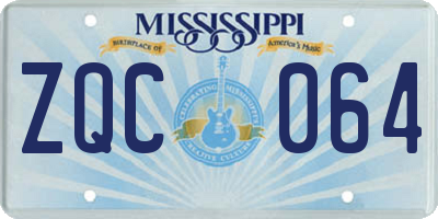 MS license plate ZQC064