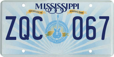 MS license plate ZQC067