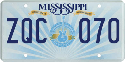 MS license plate ZQC070