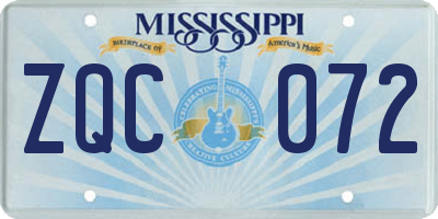 MS license plate ZQC072