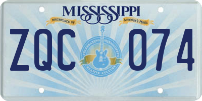 MS license plate ZQC074