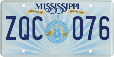 MS license plate ZQC076