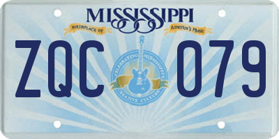 MS license plate ZQC079