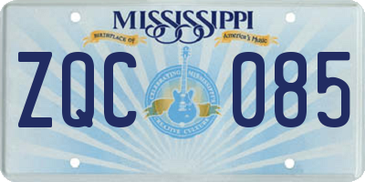 MS license plate ZQC085