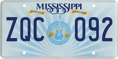 MS license plate ZQC092