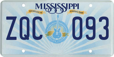 MS license plate ZQC093
