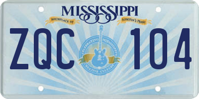 MS license plate ZQC104