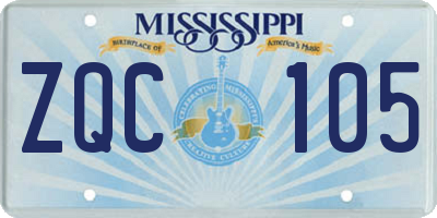 MS license plate ZQC105