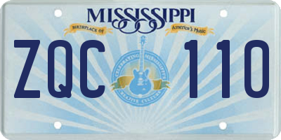 MS license plate ZQC110