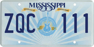 MS license plate ZQC111