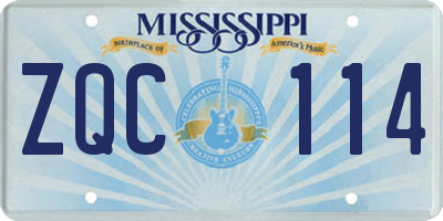 MS license plate ZQC114