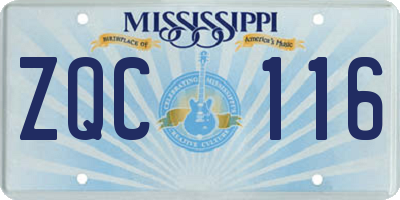 MS license plate ZQC116