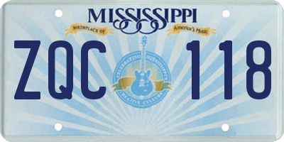MS license plate ZQC118