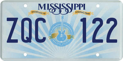 MS license plate ZQC122