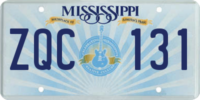 MS license plate ZQC131