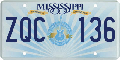MS license plate ZQC136