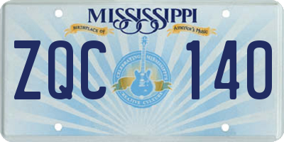 MS license plate ZQC140