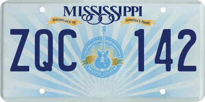 MS license plate ZQC142